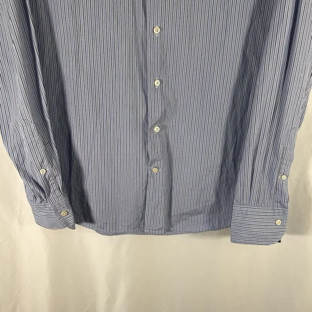 Suitsupply Dress Shirt Men's 16.5 42 Blue Striped Egyptian Cotton Long Sleeve - Picture 3 of 7
